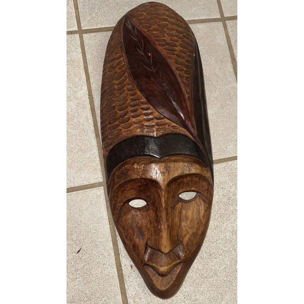 5* VTG HAND CARVED WOOD AFRICAN TRIBAL MASK GHANA LOT Bundle - Picture 5 of 10